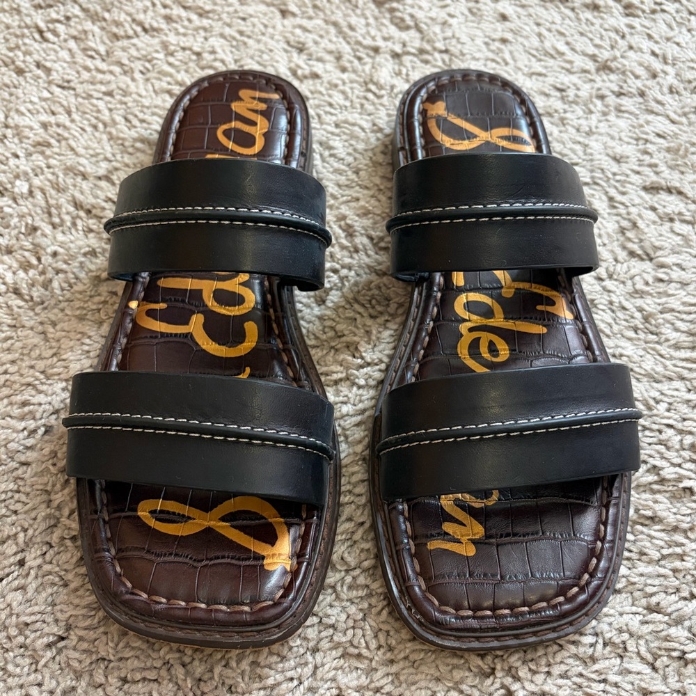 Sam Edelman Leather Haydee stitch slide sandal - Picture 2 of 5